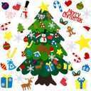 DIY Felt Christmas Tree Set, 3.2 Ft Felt Christmas Tree with 32 Ornaments, Hanging Ornaments DIY Tree Set Xmas Decorations, Montessori Xmas Tree