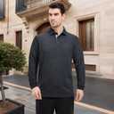 VEBOON Men's Polo Shirts Long and Short Sleeve Cotton Blend Heather Moisture Wicking Casual Collared Shirts (Black, M)