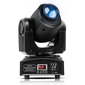 U`King LED Moving Head Light 25W DJ Lights Stage Lighting with 8 GOBO 8 Color by DMX-512 and Sound Activtaed Control Spotlight for Disco Parties Wedding Church Live Show KTV Club (Black-1 Piece)