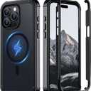 Red2Fire Magnetic for iPhone 15 Pro Max Case, [Compatible with MagSafe][Military Grade Drop Protection][Heavy Duty Shockproof] Non-Slip Translucent Matte Bumper Phone Case for iPhone 15 Pro Max 6.7" (Black)