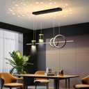 Modern LED Pendant Lights for Kitchen Island, Dimmable Led Linear Chandelier with Remote Control, 39in Black Island Lighting Lamp Fixture for Office, Dining Room, Decorative Interior Lighting (39.37 IN)