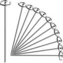 12 Inch 8 Gauge Circle Top Landscape Fabric Staples, HKKZYT 25/50/100 Pcs Galvanized Landscape Fabric Pins, Gardening Essentials Garden Weed Barrier Stakes Sod Staples for Outdoor (25pcs)