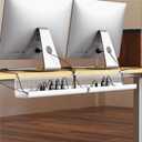 KHAMAL Cable Management Under Desk 26PCS - Cable Management Tray Kit Ventilated Hexagonal Design with Cable Clips, Wire Ties, Cord Holder & Screws for Office, Home - 2 White Sets