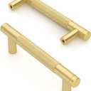 Asidrama 10 Pack 3.75 Inch(96mm) Brushed Gold Kitchen Knurled Cabinet Handles, Cabinet Pulls Kitchen Cabinet Hardware for Cupboard Drawer Pulls