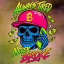 Always Tired Never Broke Decal 7x7in  Funny Skull Vinyl Sticker for Car, Truck, Laptop, Fridge, Glass Door  Waterproof Removable Street Style Art
