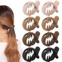 AWAYTR Small Claw Hair Clips for High Ponytails - Matte No Slip Clips for Women (Brown/Black Butterfly)
