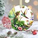 2 x Christmas Ornaments, 3.5 Inch Ceramic Fairy Hanging Ornament, Christmas Tree Ornaments, Gifts for Wife, Xmas Gifts, Unique Gift Idea, Perfect for Holiday Party, Tree, Window, Wall Decor