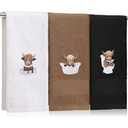 3 Pcs Bathroom Towels, Black, White, Grey