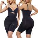 Athlemo Open-Bust Mid-Thigh Bodysuit, Lightweight Body Shaper, Shapewear for Women, XL
