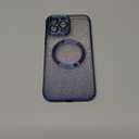 Hython for iPhone 16 Case Clear Magnetic Glitter Phone Cases [Compatible with MagSafe] Full Camera Lens Protector Slim Gradient Sparkle Luxury Plating Shockproof Protective Cover Women, Deep Blue