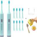 Electric Toothbrush Battery Operated for Adults, 5 Modes USB Rechargeable with 2 Extra Brush Heads, 66000 RPM Battery Operated Toothbrush with 2-Minute Timer, IPX7 Waterproof, Soft Bristles (Green)