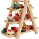3 Tier Wooden Dessert Stand, Rustic Pine Cupcake Display Stand (5.9 Wide), A-Frame Tiered Tray for Pastries, Snacks, Party Table & Kitchen Decor