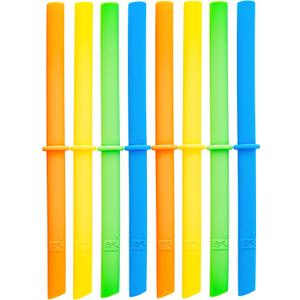 Elk and Friends Adult & Kid's Reusable Silicone Straws with Stopper for 12oz, 14oz & 16oz Mason Jars or Tumblers | Pack of 8 Straws | 7.9" Length