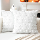 OTOSTAR Set of 2 Ghost Pillow Covers Halloween Throw Pillow Covers for Sofa Couch Bed Living Room Soft Plush Short Wool Velvet Farmhouse Throw Pillow Covers for Thanksgiving Pure White 16x24 Inch