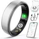 Smart Ring for Women Men, Health Fitness Tracker Ring with Heart Rate/Sleep Tracker/Blood Oxygen/HRV/Stress/Calorie/Steps, IP68 Waterproof for iOS & Android, No APP Fees(Silver,11#)