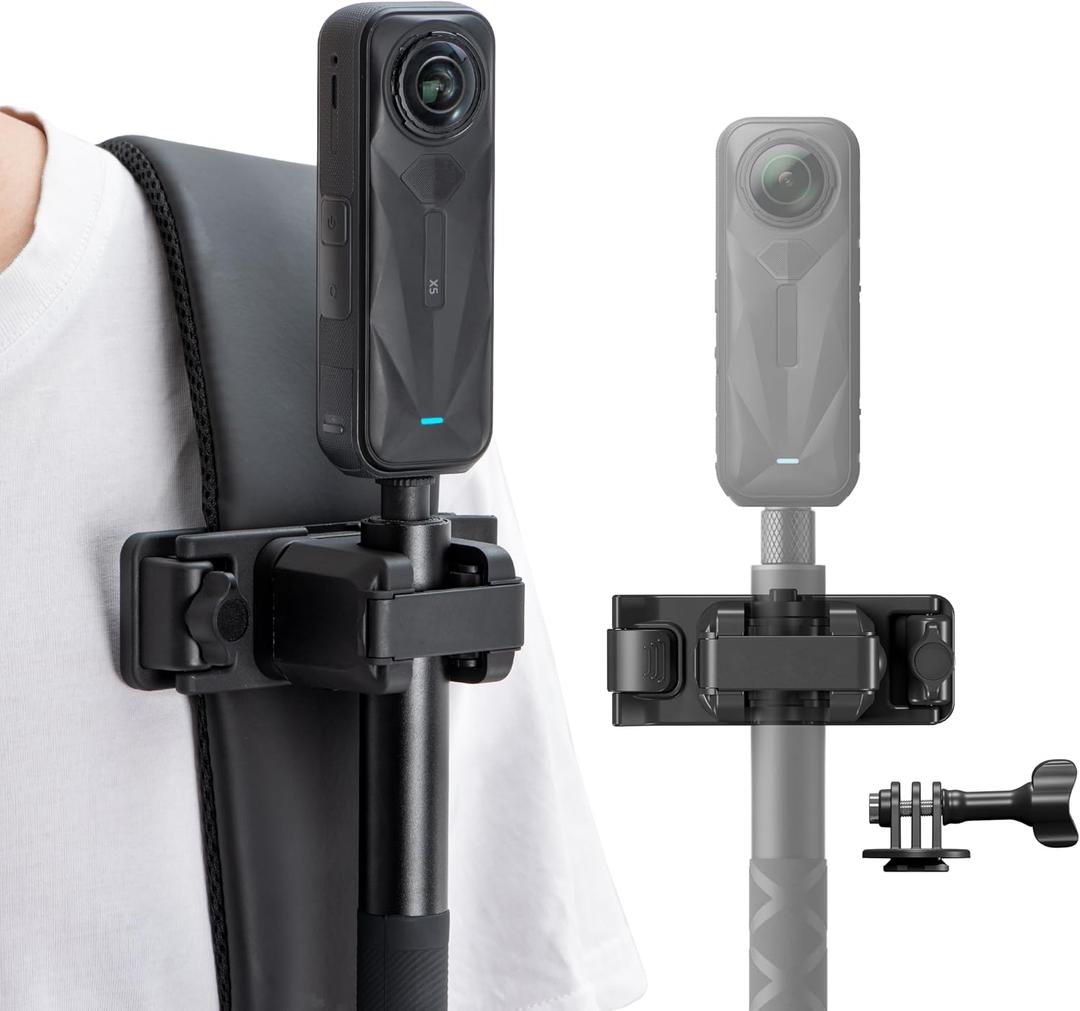 STARTRC VCR Selfie Stick Holster Backpack Strap Clip Mount for Insta 360 X5 X4 Air Go Ultra ACE Pro 2 Ajustable Quick Release for pro Hero 13 12 Max 2 for DJI osmo Nano Action 6 5 Accessories