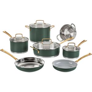 Cuisinart Cookware Set, 11 Piece Stainless Steel Cookware Pots and Pans, Home and Kitchen Durable Stainless Steel for Everyday Cooking, Matte Thyme, MT89G-11