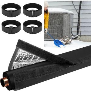 AC Pipe Insulation Outdoor, 72x10.2 in HAVC Copper Pipe Insulation Cover, 600D Oxford HAVC Insulation Wrap, Ac Line Insulation with 4 Adjustable Straps for Central Air Conditioning