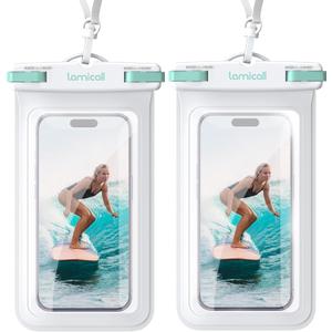 Lamicall 2 Pack Green White Cell Phone Bag, for Mother Mom, Birthday Gift for Father Teens Girls Boys Phone Pouch (Sky White-7")