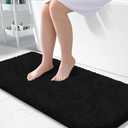 PROOVEELLY Black Bathroom Rugs 59.1"x23.6", Extra Soft Absorbent Thick Shaggy Bath Rugs, Non Slip Quick Dry Bath Mat, Machine Washable Bath Rugs for Bathroom, Microfiber Rugs for Shower Bathtubs