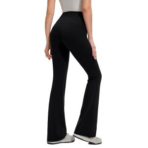 Flare Leggings for Women Tall Length Workout Yoga Pants for Girls High Waisted Tummy Control Butt Lifting Squat Proof Womens Flare Bootcut Soft Stretchable Compression Legging Black (M)