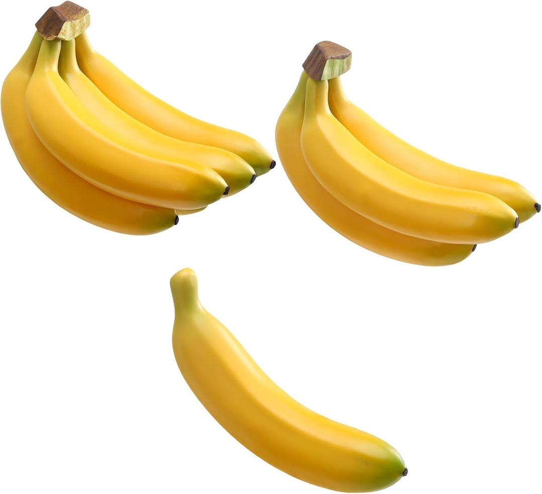 Hiboom 3 Sets Realistic Lifelike Artificial Banana Bunch Fake Fruits 1/3/5 Head Simulation Fake Banana Artificial Fruit that Look Real for Food Model Display Photography Props Home Kitchen Decoration