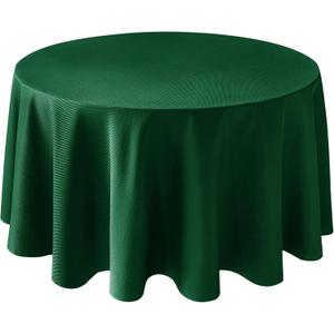 Biscaynebay Textured Fabric Round Christmas Table Cloths 108", Hunter Green Water Resistant Folding Table Covers for Dining, Kitchen, Wedding, Parties etc. Machine Washable