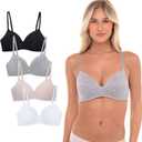 4 Pack Wirefree Bra - Women's Flexible Soft Foam Wireless No Wire Soft Pad T Shirt Bra Value Pack ((32) 32A)