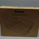 Kitsure Dish Drying Rack for Kitchen Counter, Stainless Steel Sink Organization and Storage Essentials with Cutlery Holder, Home and Appartment Decor, 12''W x 15.5''L, White