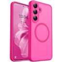 CANSHN Designed for Samsung Galaxy S25 Plus Case (2025) [Full Camera Protection] [Compatible with Magsafe] Translucent Matte Back Protective Phone Cover, Hot Pink