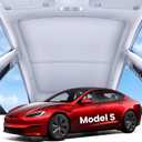REEVAA 2026 Upgraded Tesla Model S Sunshade Roof [No Gaps, No-Sagging] Model S Accessories Heat Insulation Foldable Glass Sunroof Cover for Model S 2022-2026, 2PCS, Gray