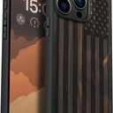 Carveit Magnetic Wooden Case for iPhone 15 Pro Max Case, Compatible with MagSafe Wireless Chargers, Black Soft TPU Shockproof Cover & Wood Artisan Engraved (American Flag) - Blackwood