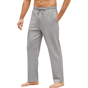 COOFANDY Men's Yoga Pants Casual Elastic Waist Drawstring Jogger Sweatpants Open Bottom Lounge Pants (Gray, XXL)