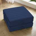 MeMoreCool Square Floor Pillows for Adults Kids, 2 Sets Large Meditation Cushion with 5" Thick Foam and Washable Tufted Cover, 24 Inch Navy Seat Floor Cushions for Sitting and Yoga