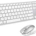 Wireless Bluetooth Keyboard and Mouse for Mac, OMOTON Forged Metal Frame Full Size Ultra Slim Keyboard Mouse Set Compatible with MacBook, iMac, Mac mini, White
