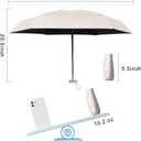ESUFEIR Mini Sun Umbrella for Purse With Case, Small Compact UV Umbrella Travel Essentials, Lightweight Portable Parasol Windproof for Women Men Kids (Beige)