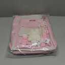 5Pcs Kawaii Cute Backpacks Combo Set with Bear Pendant & Pins - Back To School Supplies Patchwork Bunny Daypack Bag Kit (Pink)
