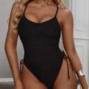 Viottiset Women's Ruched High Cut One Piece Swimsuit Tummy Control Bathing Suit Monokini, Large