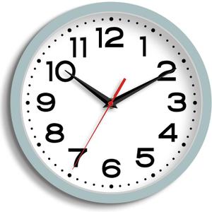 Wall Clock Silent Non-Ticking Modern Clock Battery Operated 12 Inch Small Classic Analog Decorative for Kitchen, Bathroom, Office, Bedroom, Home(Blue Gray)