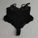 Popilush Lace Shapewear Bodysuit Tummy Control Corset Tops V Neck Sleeveless Backless Body Suit Thongs (L (4-6), Black)
