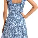 HUHOT Summer Sun Dresses for Women 2025 Adjustable Square Neck Sleeveless Midi Floral Graduation Beach Casaul Sundresses,. S