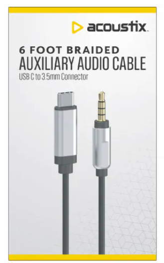 Acoustix 6 Foot Braided Auxiliary Audio Cable