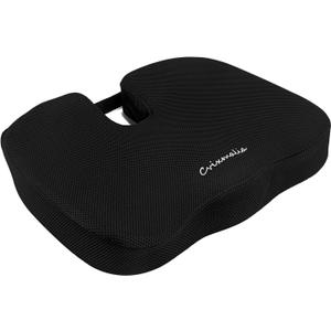 Seat Cushion Premium Memory Foam Non-Slip Coccyx Tailbone Cushion for Office Chair, Car Seat, Wheelchair, Yoga and Travelling- Back, Hip and Tailbone Pain Relief (Black)