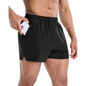 MIER Mens 3 Inch Shorts for Athletic Running Dry Fit Lightweight Workout Gym Active Shorts with Brief Liner, Pockets S