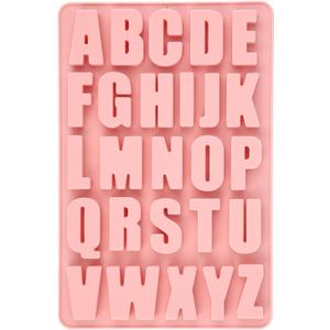 2 x 26 Cavities Silicone Letter Mold for Baking, Chocolate Letter Mould Alphabet Crayon Mold Non-Stick Large Depth Chocolate Letter Stencil for Making Candy Cake Biscuit Dessert (Pink)