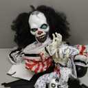 JOYIN 65" Halloween Animatronics Clown Holding Doll, Life Size Halloween Decoration Outdoor with Motion & Sound & Light, Sound Activated Animated Decor for Party Supplies Haunted House Yard Lawn