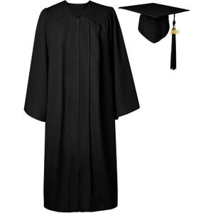 GraduatePro Matte Graduation Cap and Gown Class of 2025 Set Bulk with Tassel for High School & College 12 Colors (51, Black)