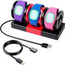 Modular Charging Stand for MagicBand+, Expandable 2-4 Slot Organizer Dock with 4-Port USB Hub & 3.3ft Extension Cable, Theme Park Vacation & Cruise Essentials, Hidden Cable Management