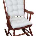 Klear Vu Omega Non-Slip Rocking Chair Cushion, Assembled in USA, Thick Tufted Design, Includes Seat Pad & Back Pillow with Ties, 17x17 Inches, 2-Piece Set, Solid Ivory