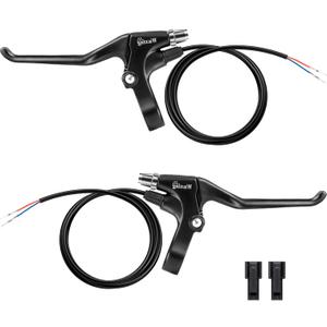 Brake Levers for Electric Bike or E Scooter, Brake Lever Handle Bar Grips 2 Wires Left & Right Bike Replacement Parts (1 Pair), 1.2m Cable Length